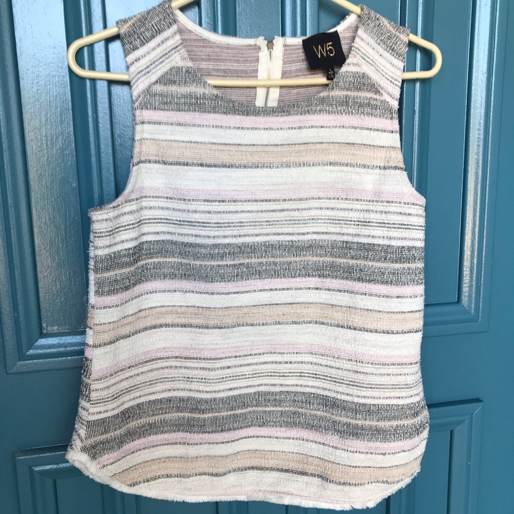 • Anthro W5 • sweater tank striped SZ S small CUTE 😍 textured